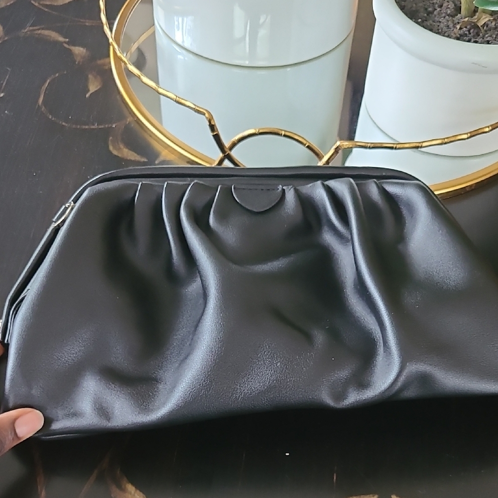 a new day Black Gathered Clutch